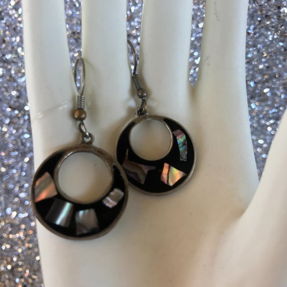ALPACA  MEXICO BLACK ONYX SILVER EARRINGS